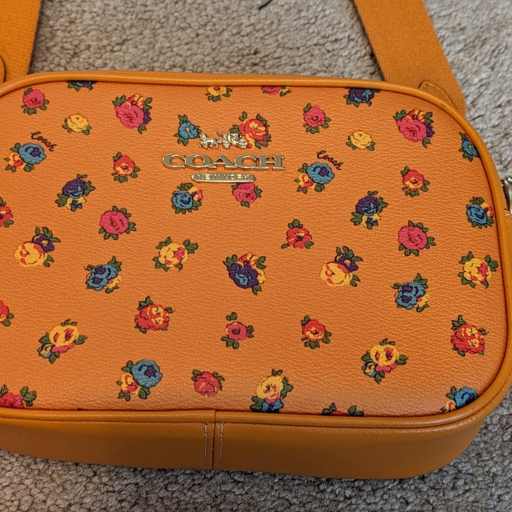 Coach camera bag bundle mini wallet orange floral spring